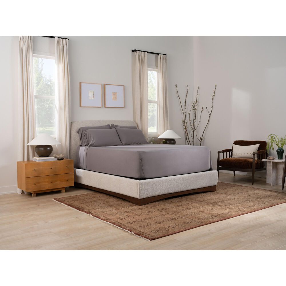 Purple SoftStretch 5-Piece Split King Sheet Set in Stormy Grey, , large