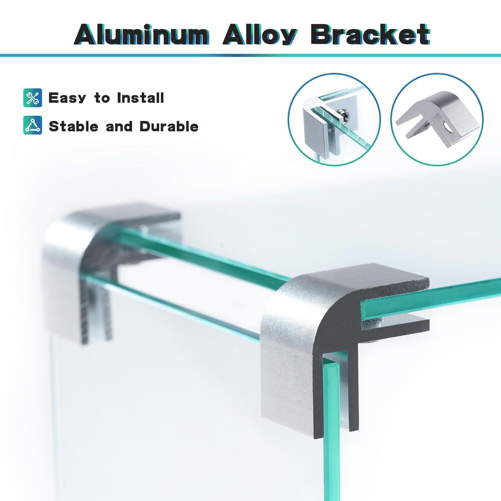 HOMLUX 31" Fire Pit Glass Flame Wind Guard with Aluminum Corner in Clear, , large