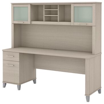 Bush Somerset 72" Office Desk with Hutch in Sand Oak, , large