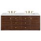 James Martin Vanities Amberly 60" Double Bathroom Vanity in Walnut with 3 cm Arctic Fall Solid Surface Top and Rectangular Sinks, , large