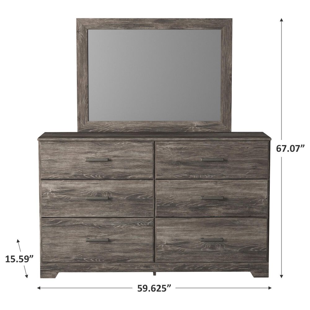 Ashley Ralinksi 6 Drawer Dresser and Mirror in Gray, , large