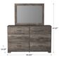 Ashley Ralinksi 6 Drawer Dresser and Mirror in Gray, , large