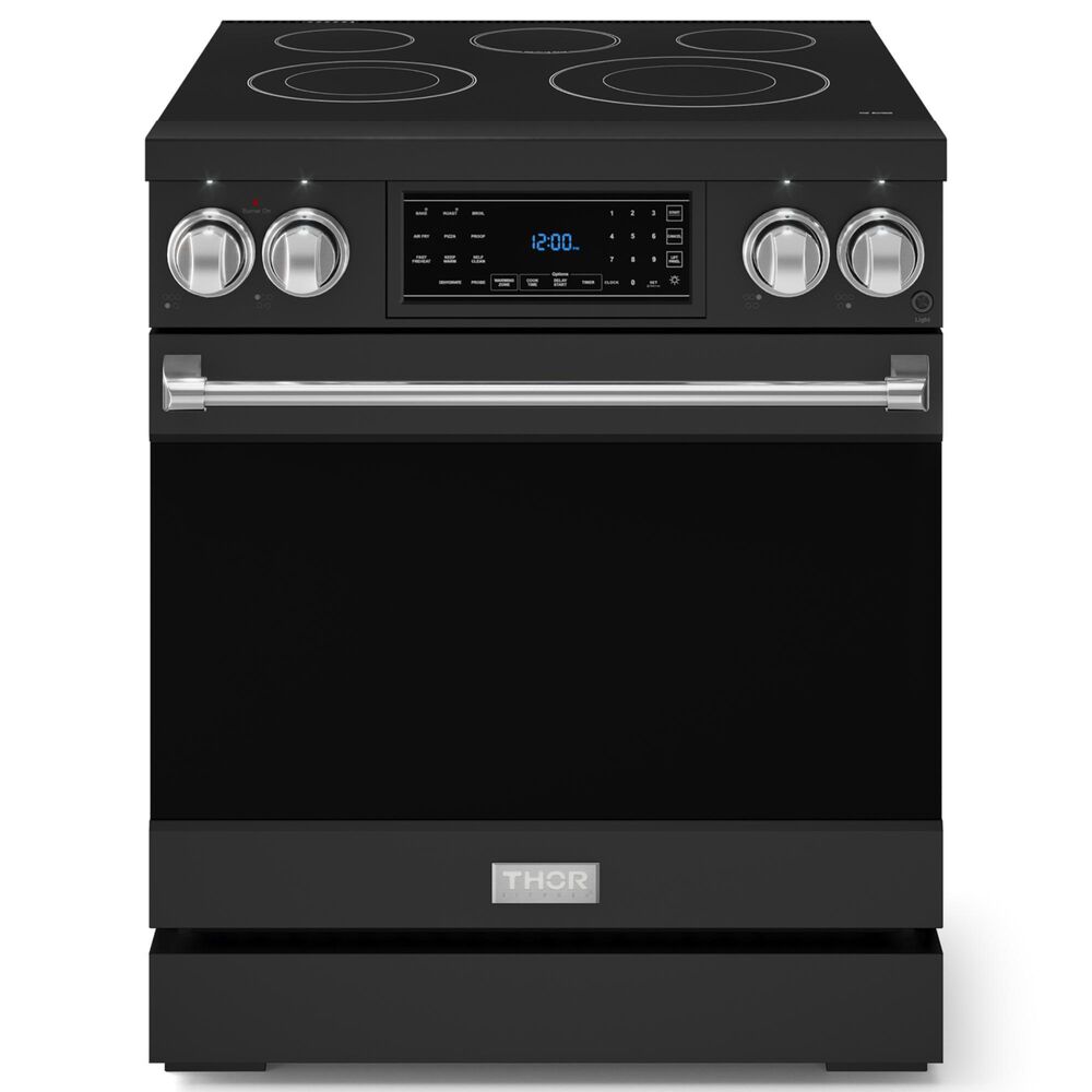 Thork Kitchen Gordon Ramsay 4.55 Cu. Ft. 30" Professional Electric Range with Stainless Steel Handle Kit in Black, , large
