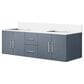 Lexora Home Geneva 60" Double Bathroom Vanity in Dark Grey with 2 cm White Quartz Top and Rectangular Sinks, , large