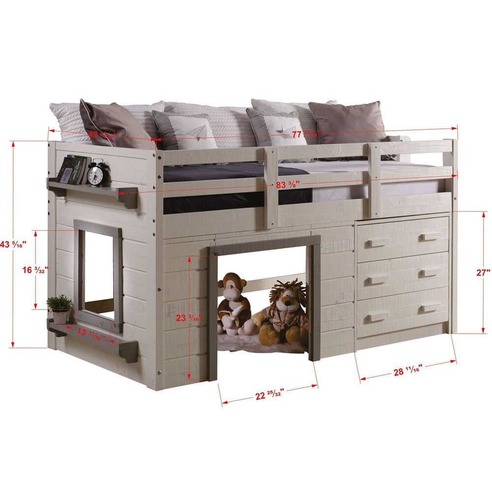 Forest Grove Sweet Dreams Low Loft Bed in Beautiful White and Grey, , large