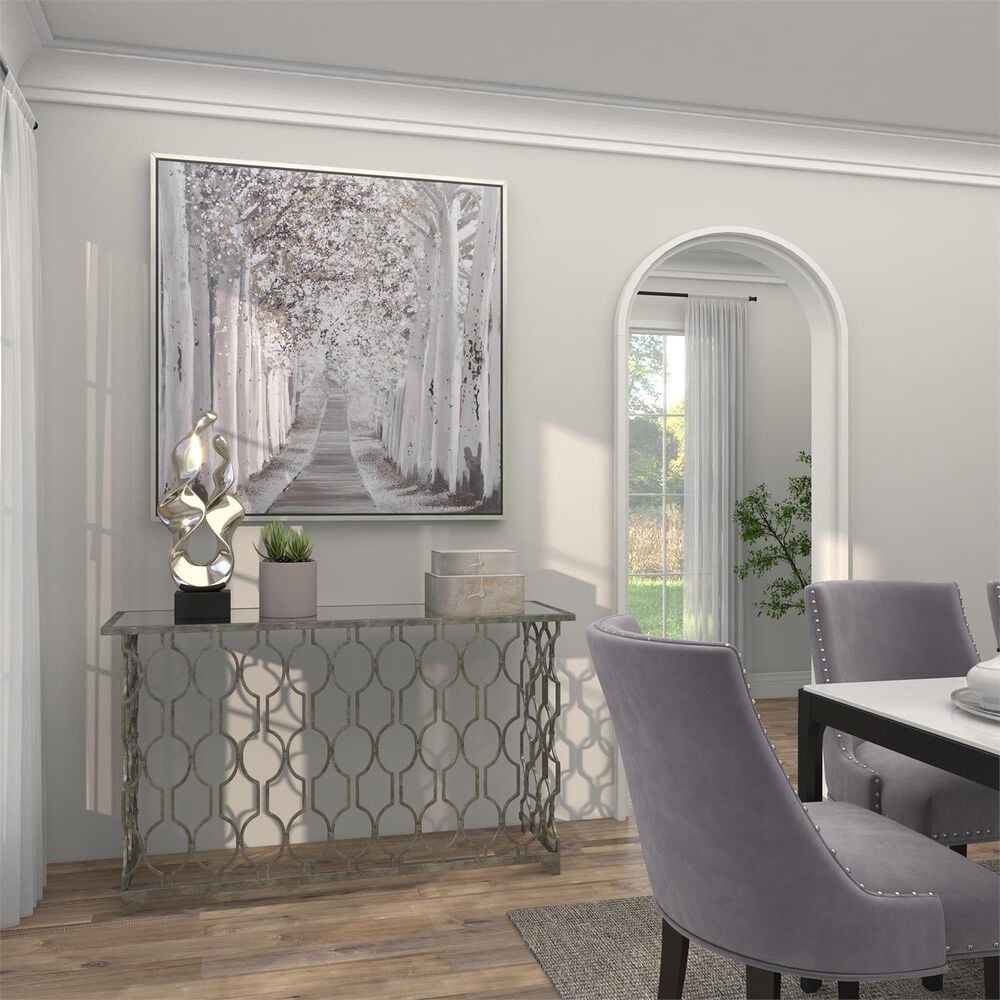 Maple and Jade Console Table with Mirrored Glass Top in Silver, , large