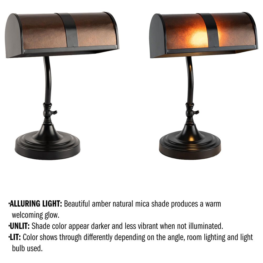 Timberlake Mission Style Bankers Lamp in Black, , large