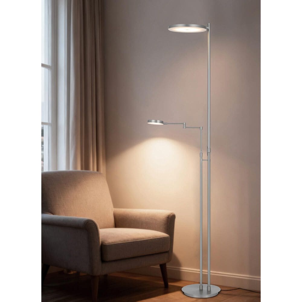 Cal Lighting Circa Torchiere Floor Lamp in Matte Satin Nickel, , large