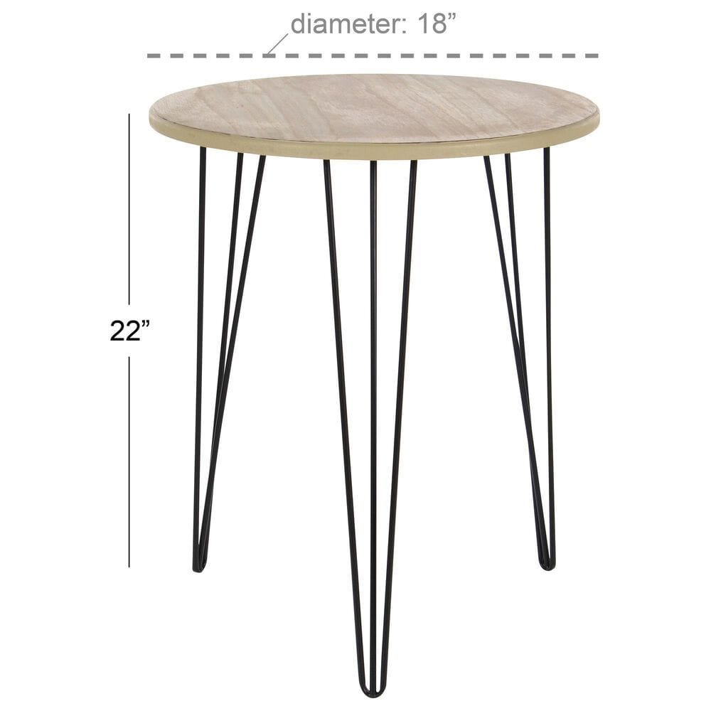 Maple and Jade Accent End Table with Hairpin Legs in Brown and Black, , large