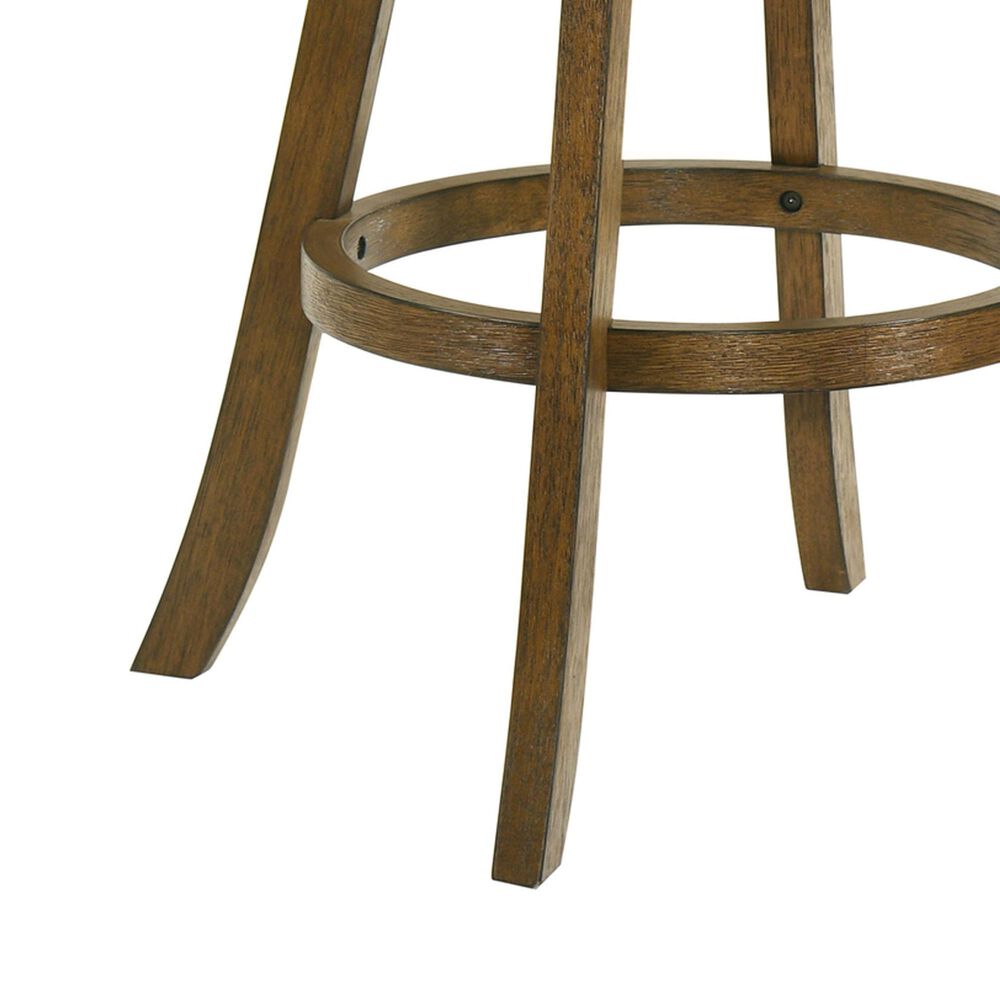 Armen Living Kodi Swivel Bar Height Stool with Light Scone Upholstery in Sepia Brown, , large