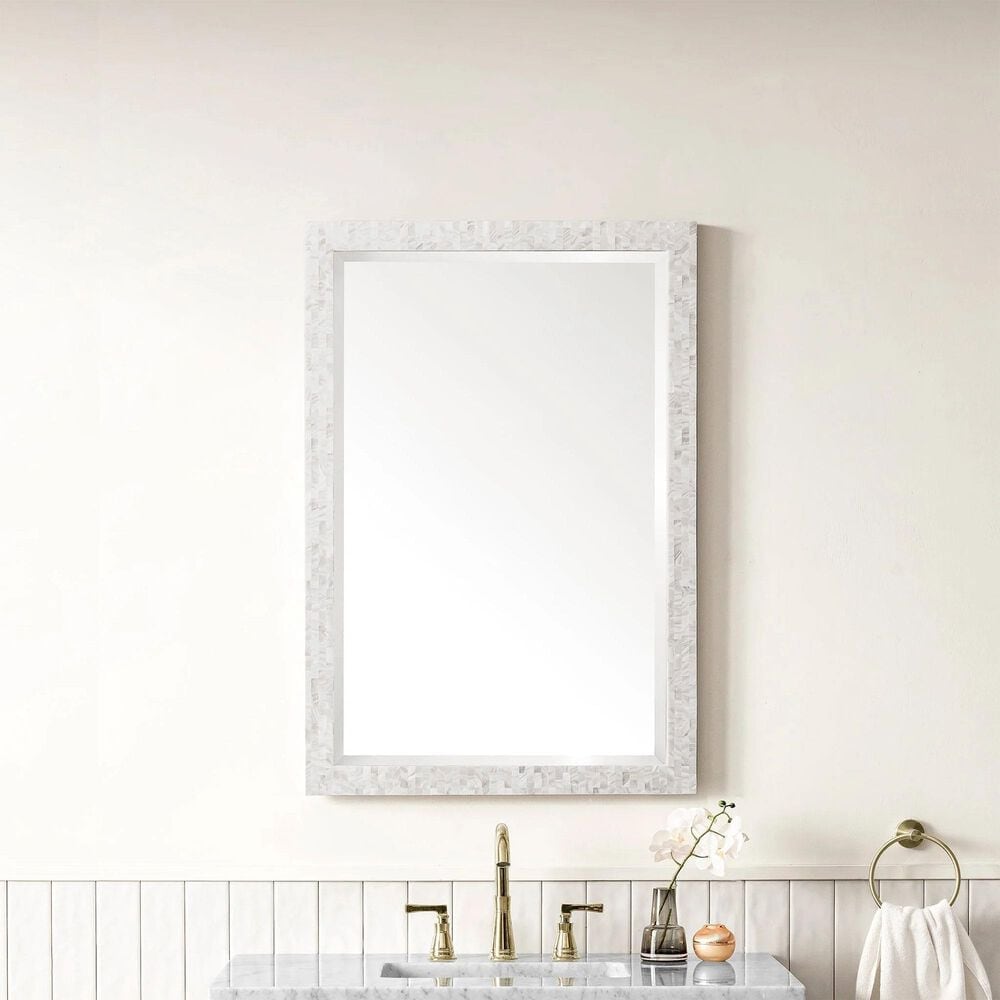 James Martin Vanities Callie 26&quot; Rectangular Mirror in White Mother of Pearl, , large