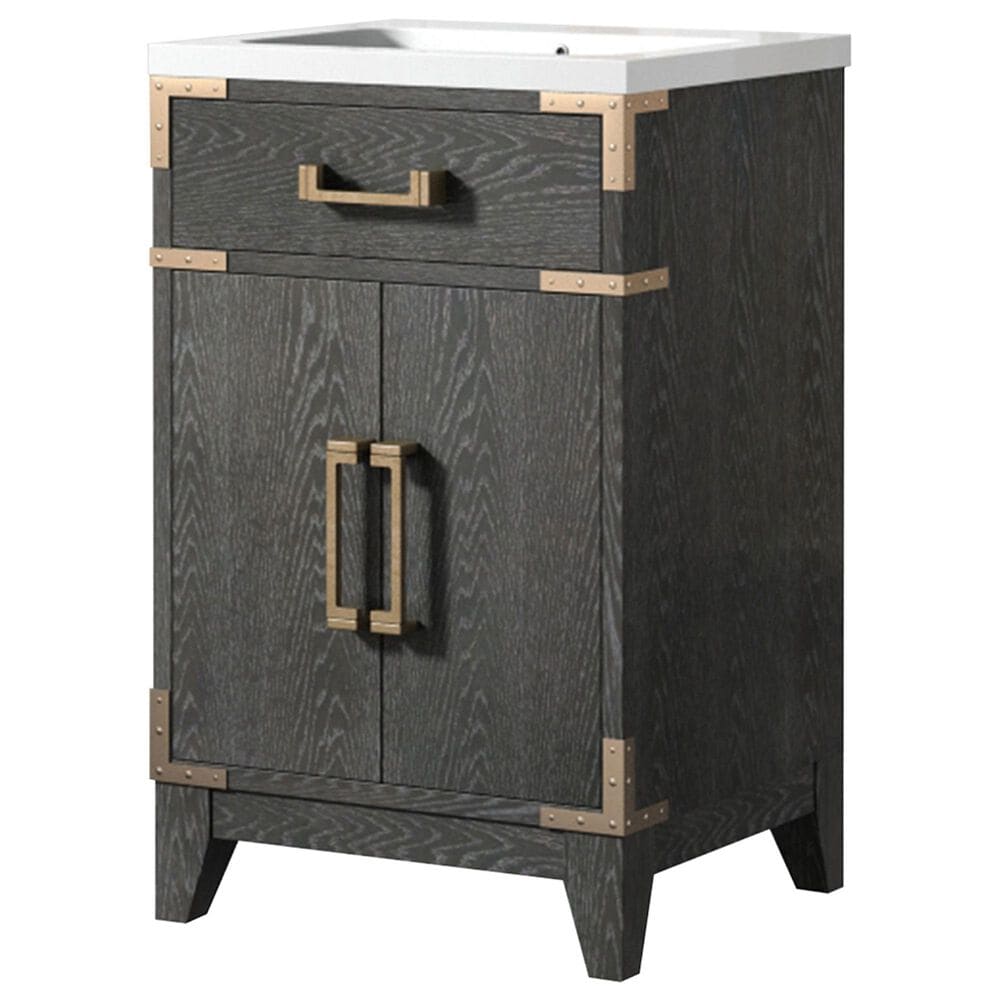 Lexora Home Laurel 20" Single Bathroom Vanity in Black Oak with White Acrylic Top and Rectangular Sink, , large