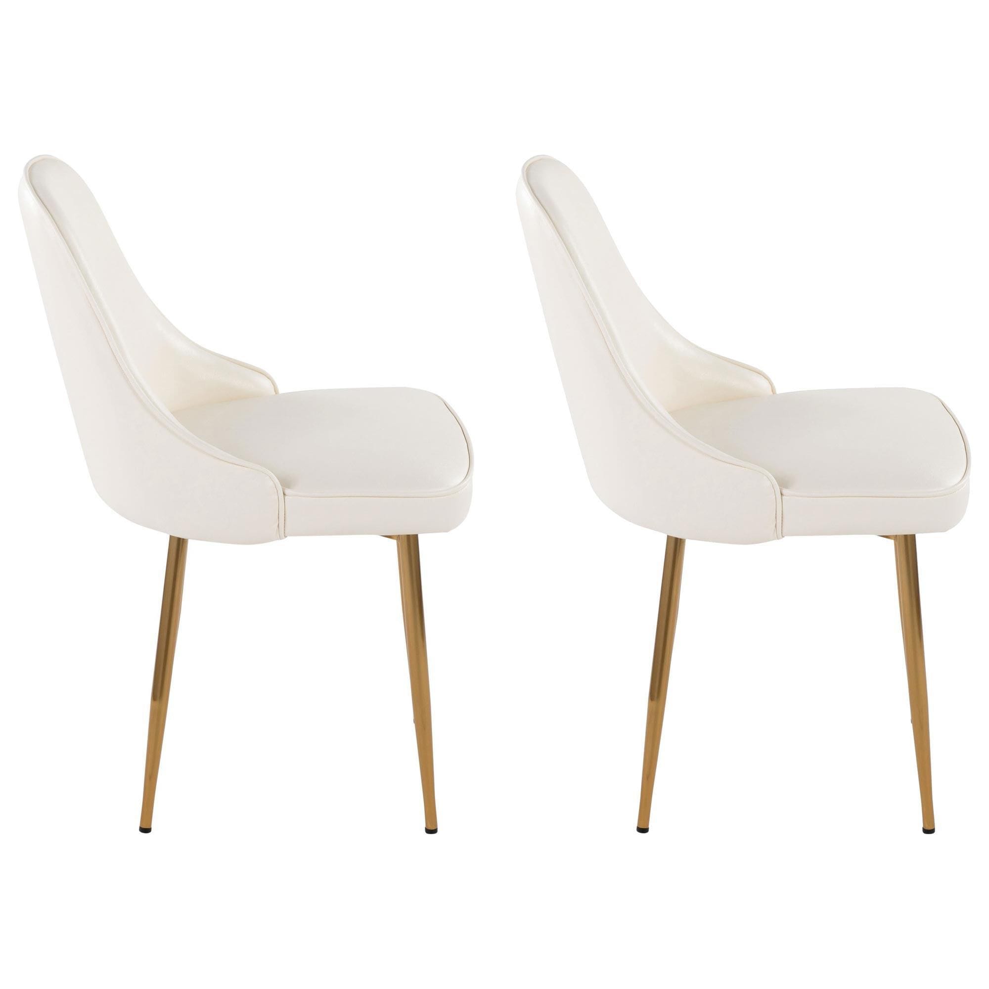 LumiSource Marcel Side Chair with White Faux Leather Cushion in