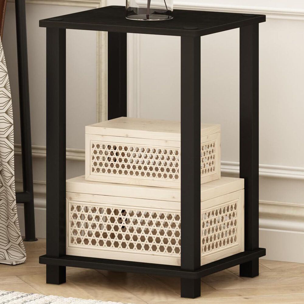 HOMLUX Simplistic 1-Tier End Table in Espresso and Black, , large