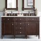 James Martin Vanities Brittany 60" Double Bathroom Vanity in Burnished Mahogany with 3 cm Lime Delight Quartz Top and Rectangular Sinks, , large