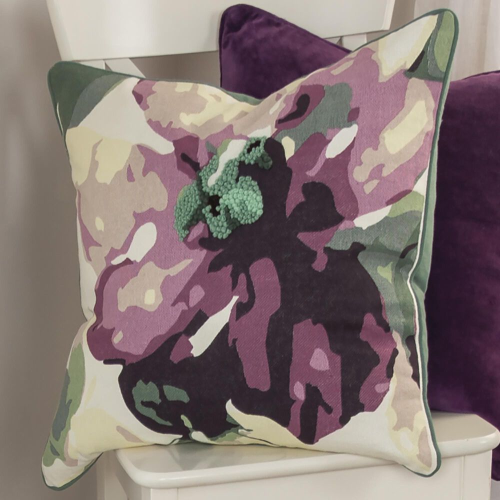 Rizzy Home Floral 20" Pillow Cover in Purple, , large
