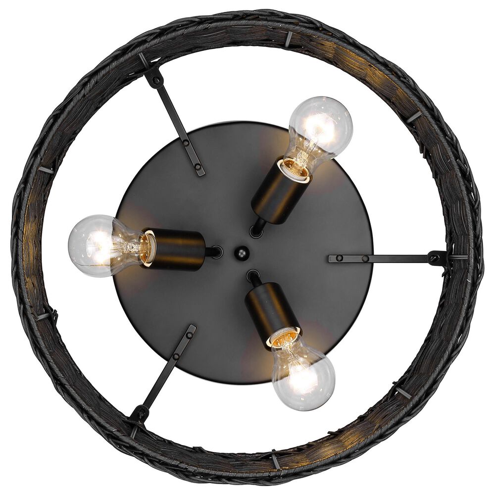 Golden Lighting Erma 3-Light Flush Mount with Black Wicker Shadein Matte Black, , large