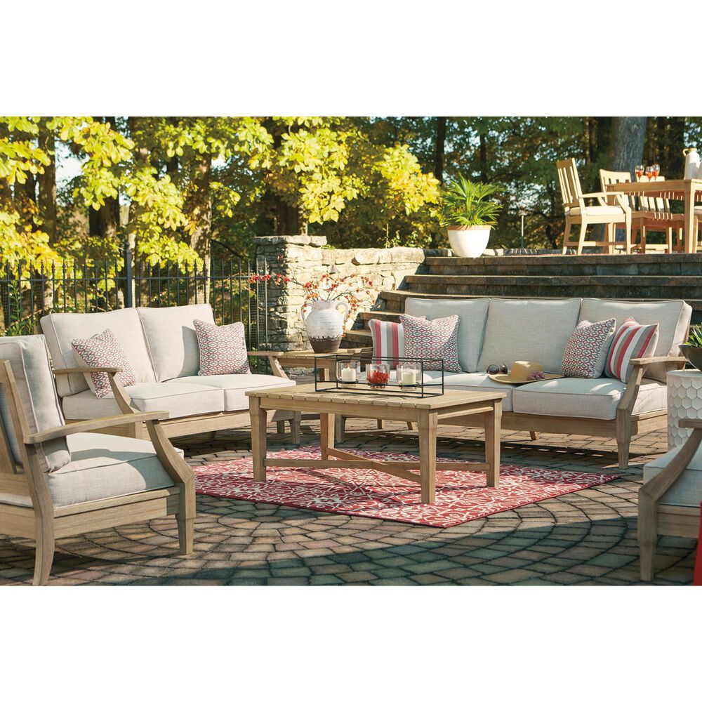 Ashley Clare View Sofa with Beige Cushion in Antique Teak, , large