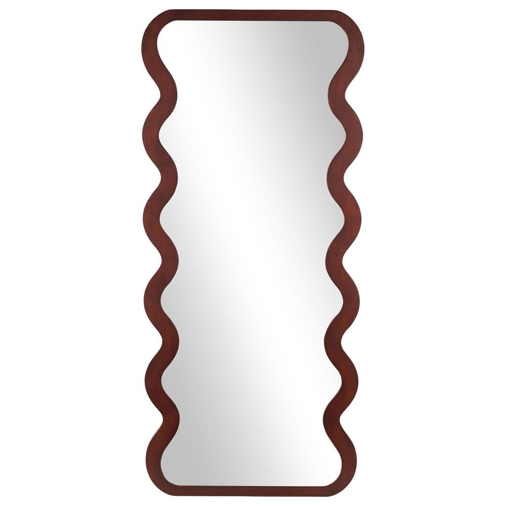 Maple and Jade 71" x 31" Wood Wavy Wall Mirror in Oiled Dark Brown, , large