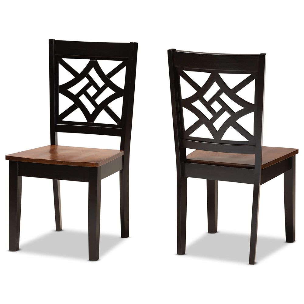 Baxton Studio Nicolette Side Chair in Dark Brown and Walnut Brown (Set of 2), , large