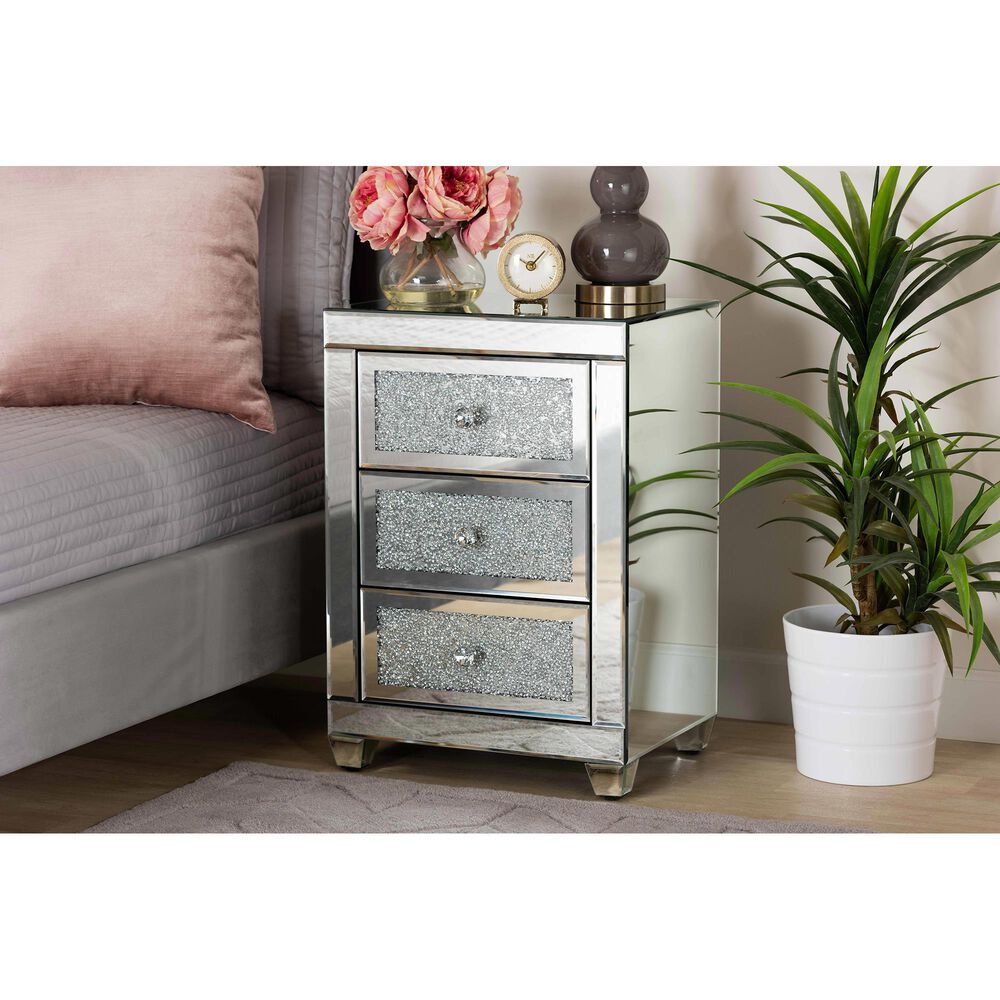 Baxton Studio Ralston 3-Drawer Nightstand in Mirrored, , large