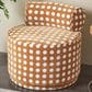 Maple and Jade Round Swivel Chair in Brown and White, , large