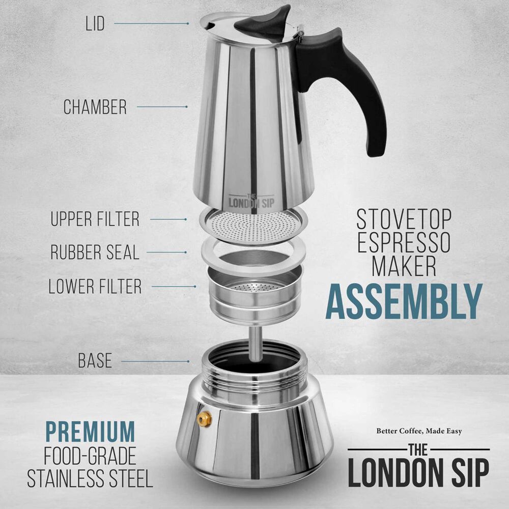 Escali London Sip 6-Cup Espresso Coffee Maker in Silver, , large