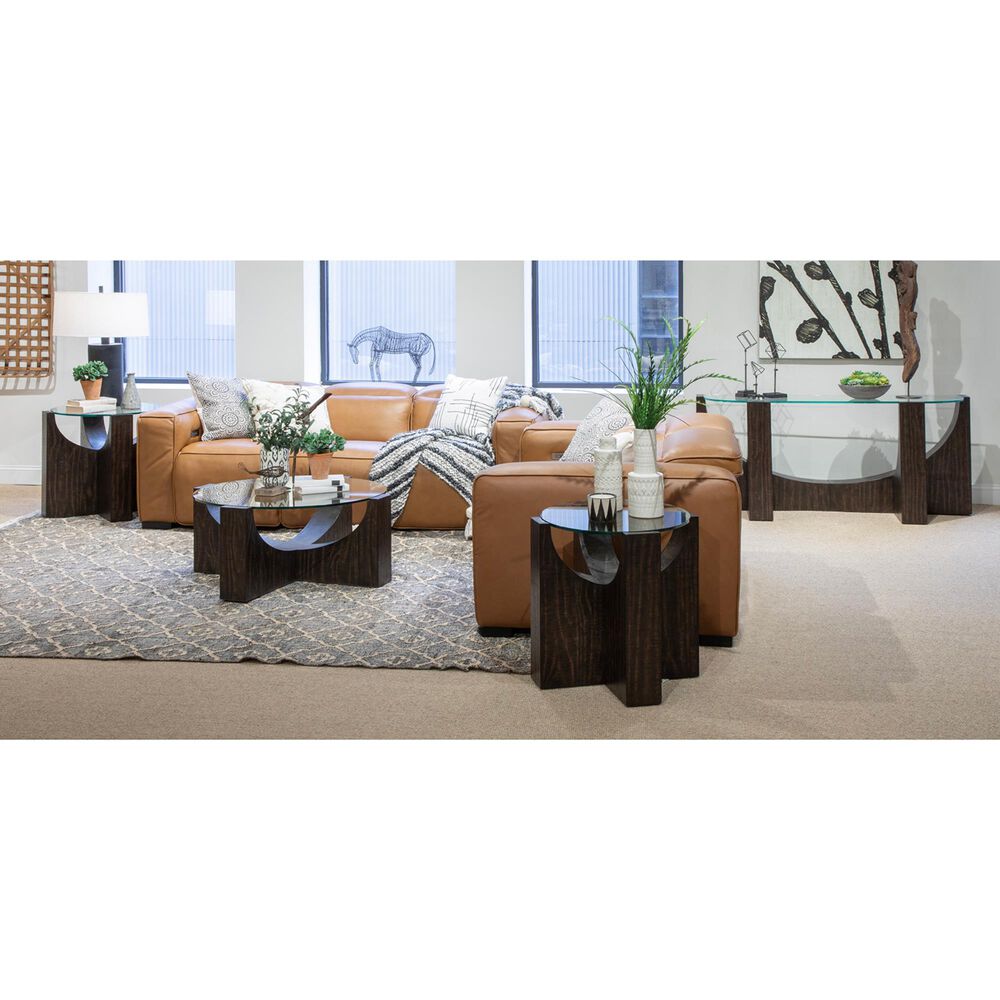 Nicolette Home Beckham Round End Table in Rustic Tavern and Clear, , large