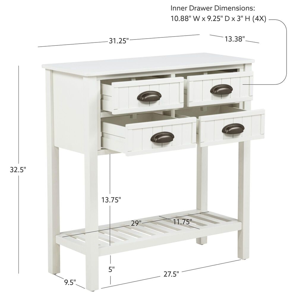Linon Home Decor Brimley Beadboard Console Table in Antique White, , large