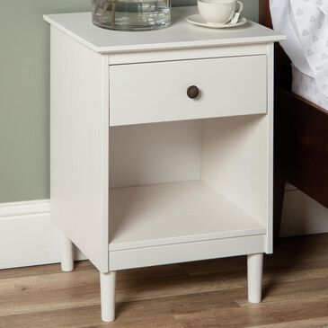 Walker Edison Spencer 1-Drawer Nightstand in White, , large