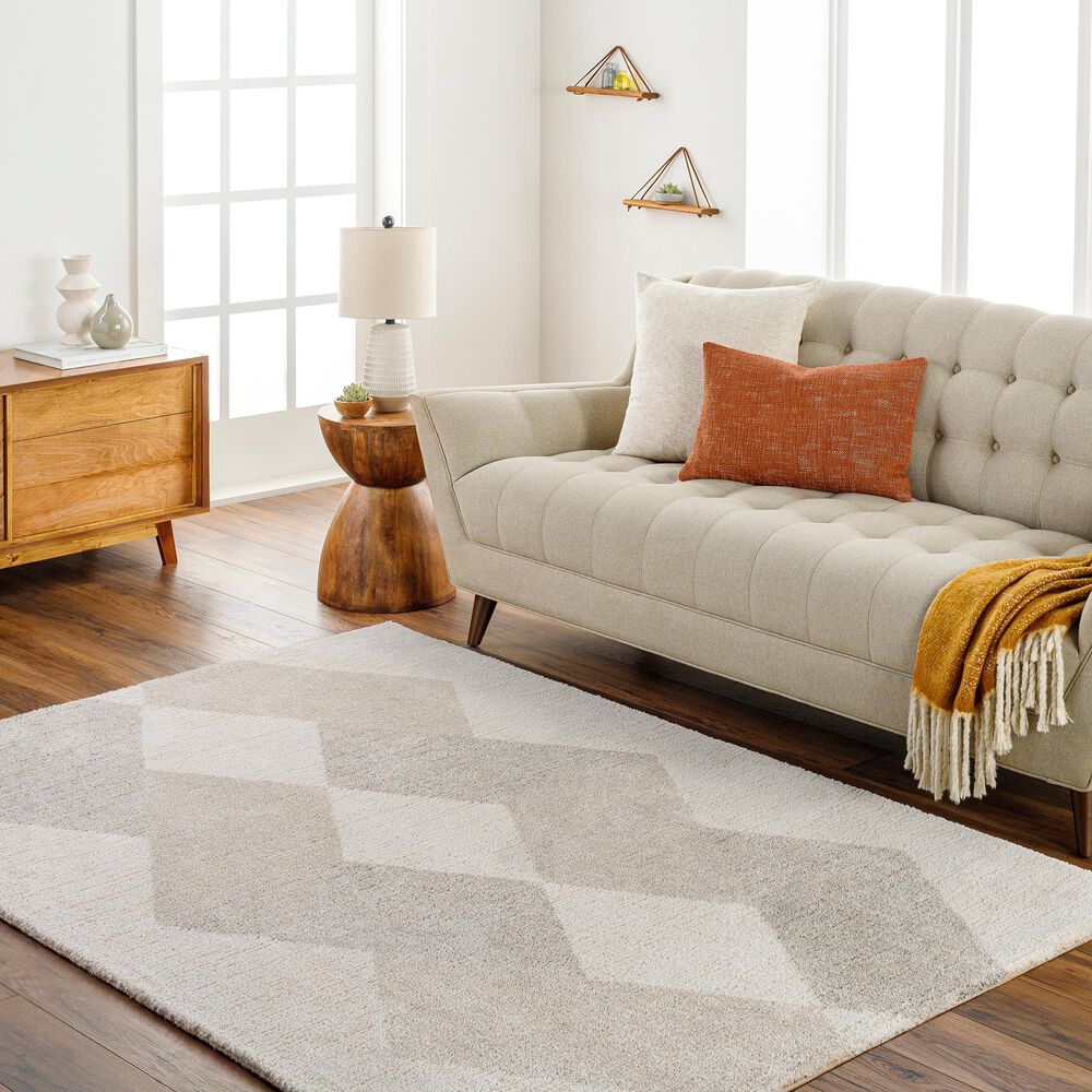 Surya Gavic 6&#39;7&quot; x 9&#39;6&quot; Light Beige, Ivory and Medium Gray Area Rug, , large