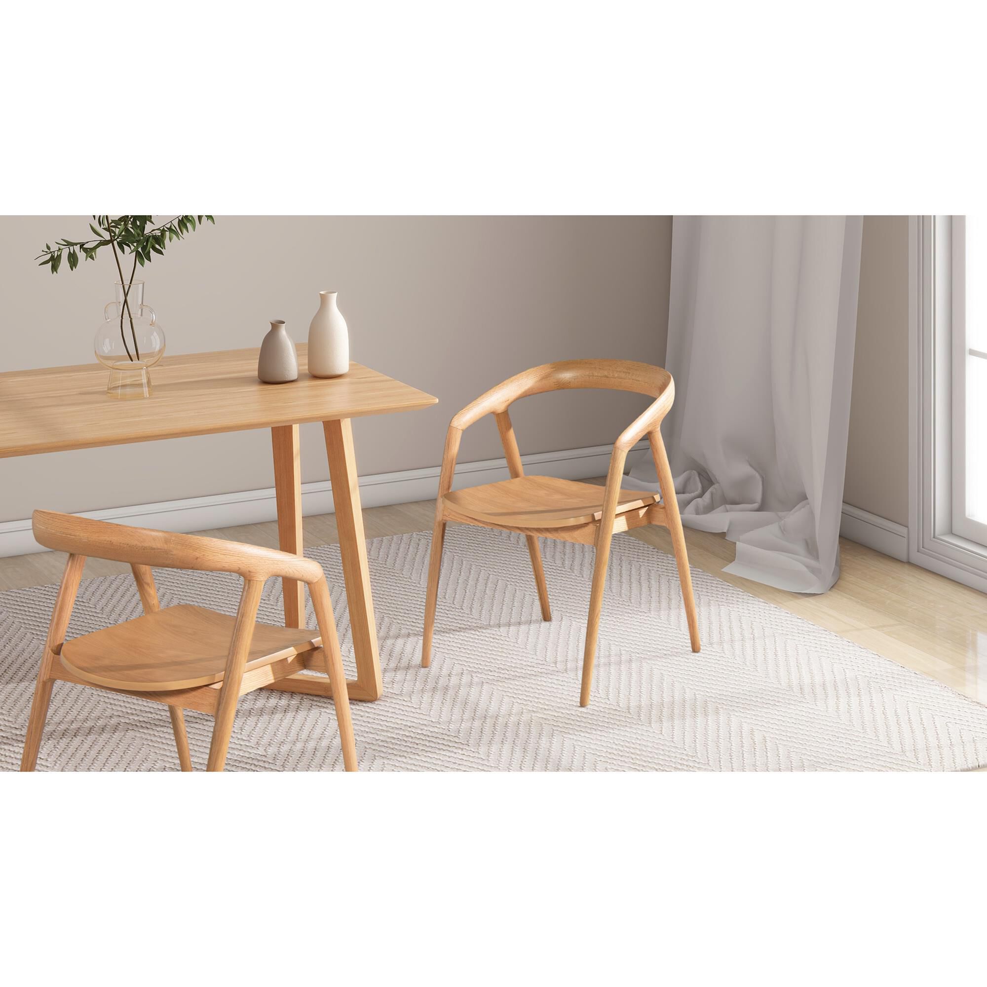 Jennifer Taylor Home Simeon Arm Chair in Warm Natural Brown