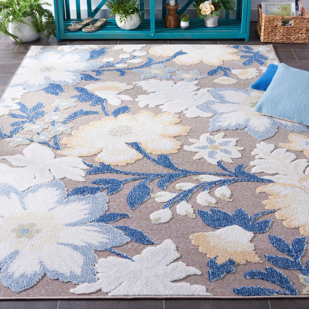 Safavieh Sarasota 4&#39;5&quot; x 6&#39;5&quot; Navy and Brown Indoor/Outdoor Area Rug, , large