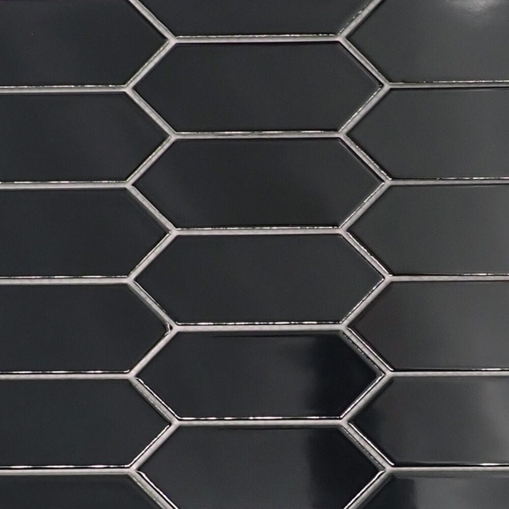 Emser Catch Glossy Black 2" x 2" Hexagon on 10" x 13" Porcelain Mosaic Sheet, , large