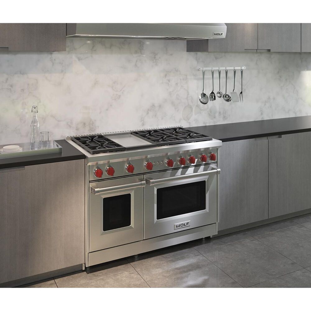 Wolf 48" 6 Burner Gas Range with Griddle Nebraska Furniture Mart