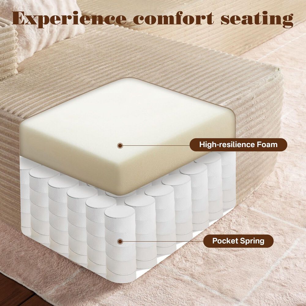 HOMLUX 2-Piece Mod Sectional with LAF Chaise in Beige, , large