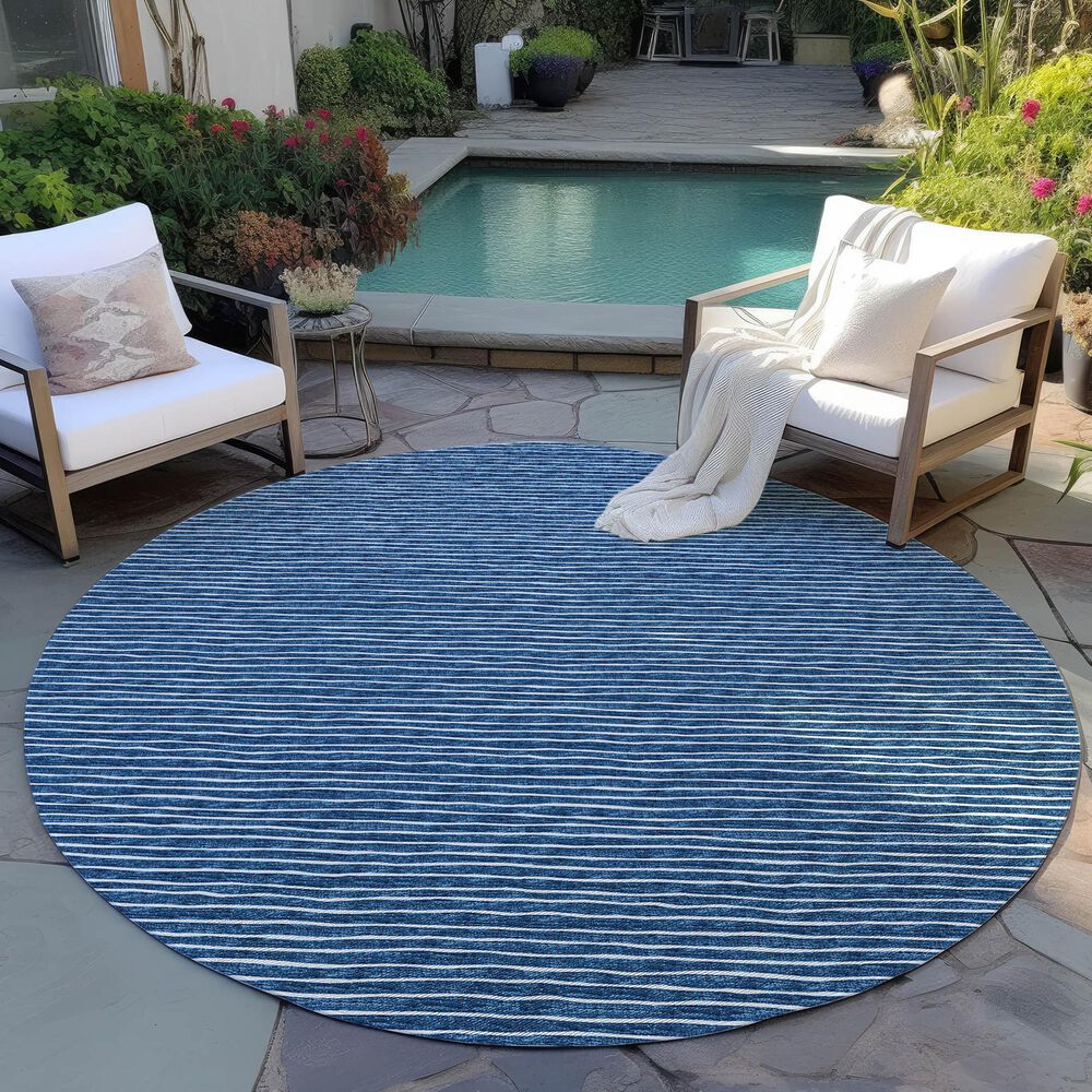 Dalyn Rug Company Laidley 10&#39; Round Navy Indoor/Outdoor Area Rug, , large