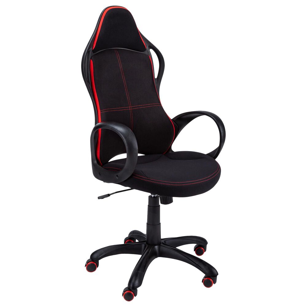 Monarch Specialties Office Chair in Black and Red Fabric , , large