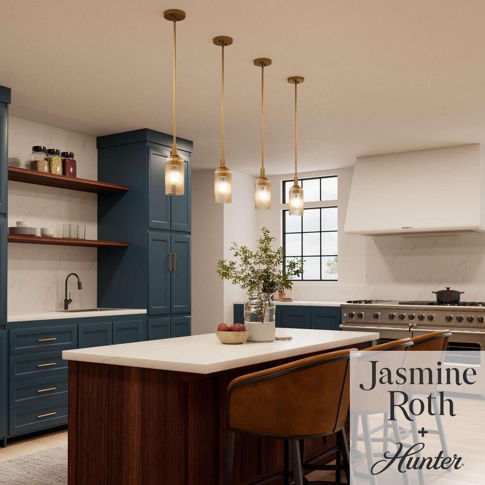 Hunter Beverly Glen Jasmine Roth 1-Light Mini Pendant in Luxe Gold, , large
