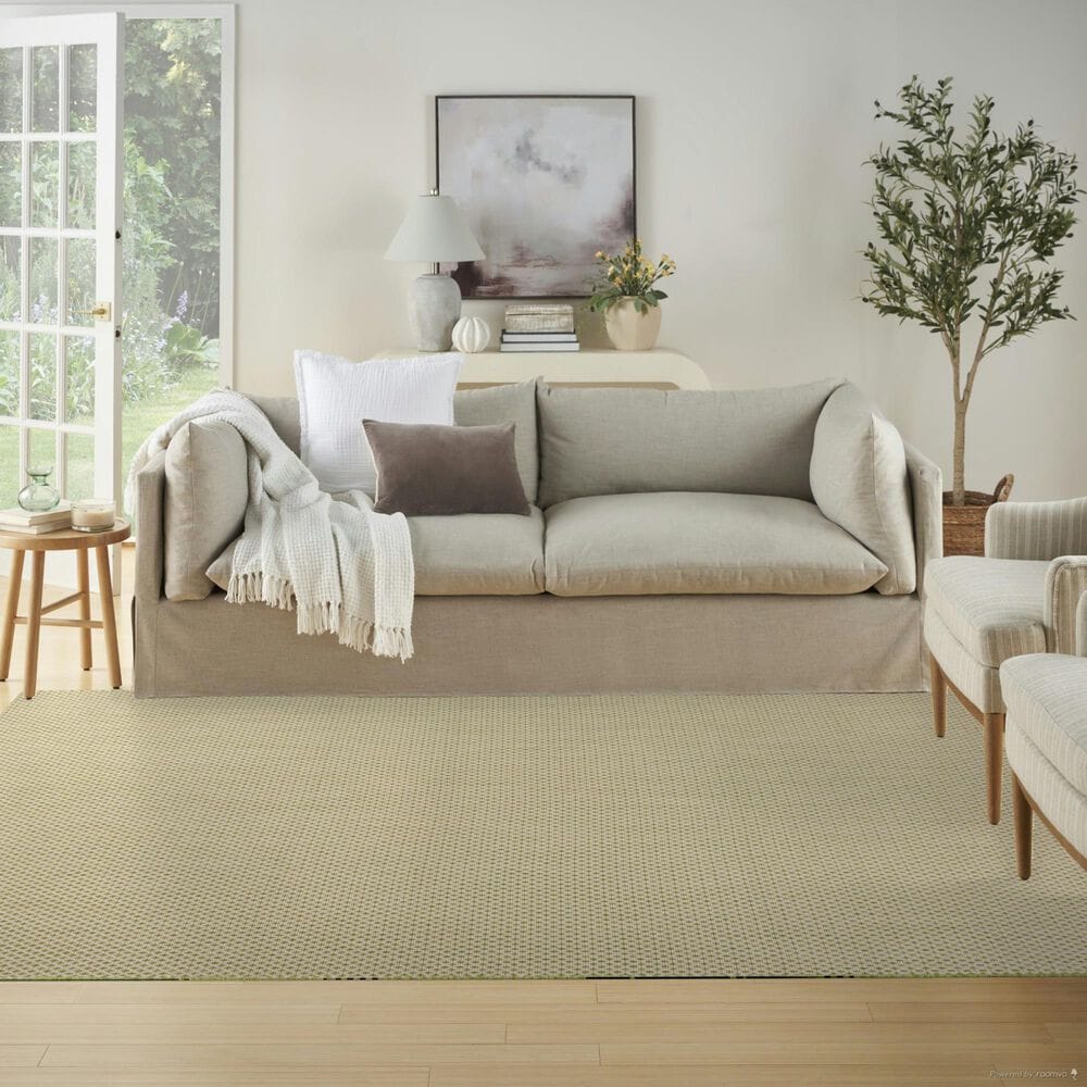 Nourison Courtyard Ivory and Green 6&#39; x 9&#39; Indoor/Outdoor Area Rug, , large