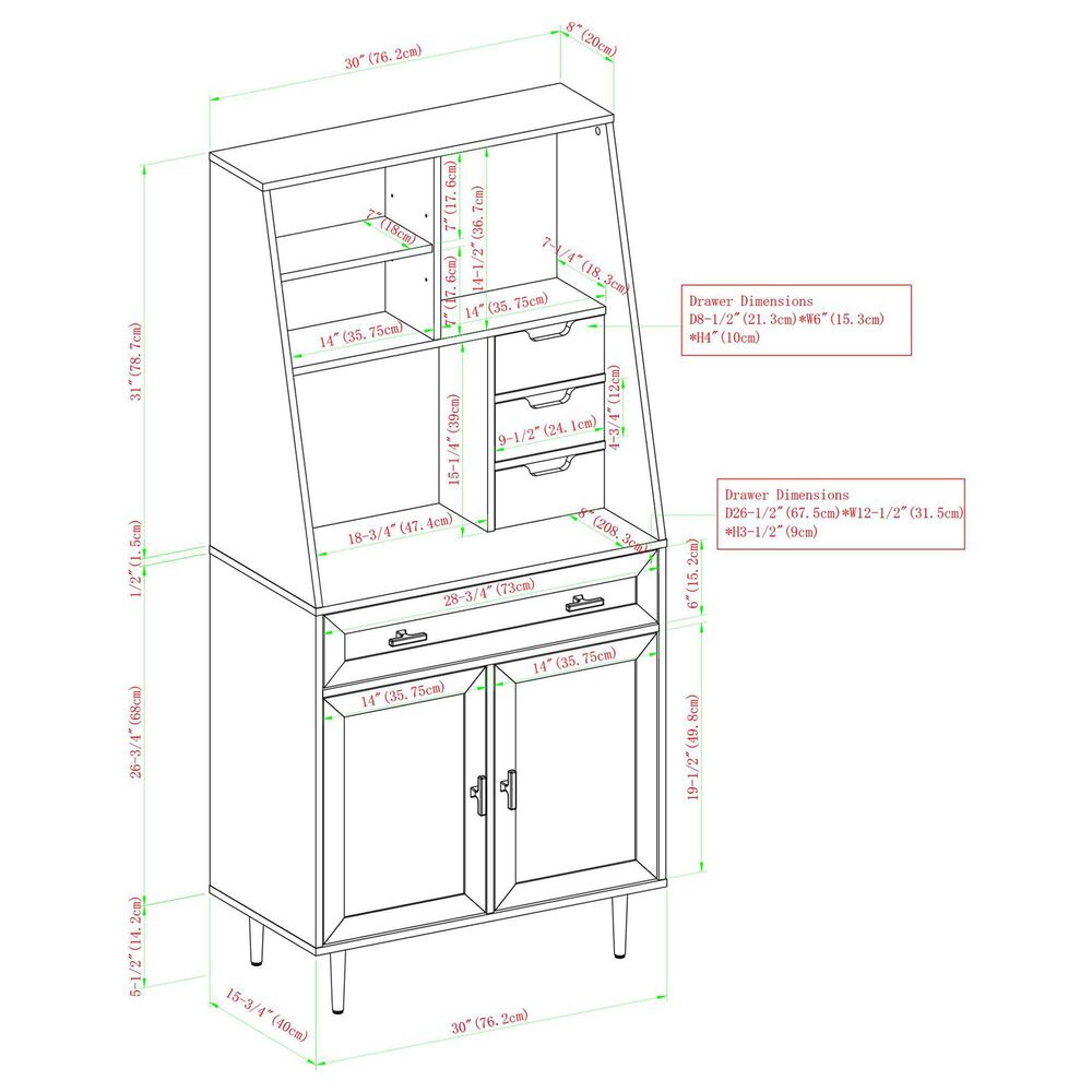 Walker Edison Belfast 64" Storage Desk with Hutch in Dark Walnut NFM