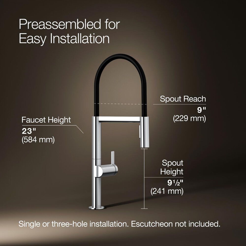 Kohler Components Semi-Professional Kitchen Sink Faucet in Polished Chrome, , large