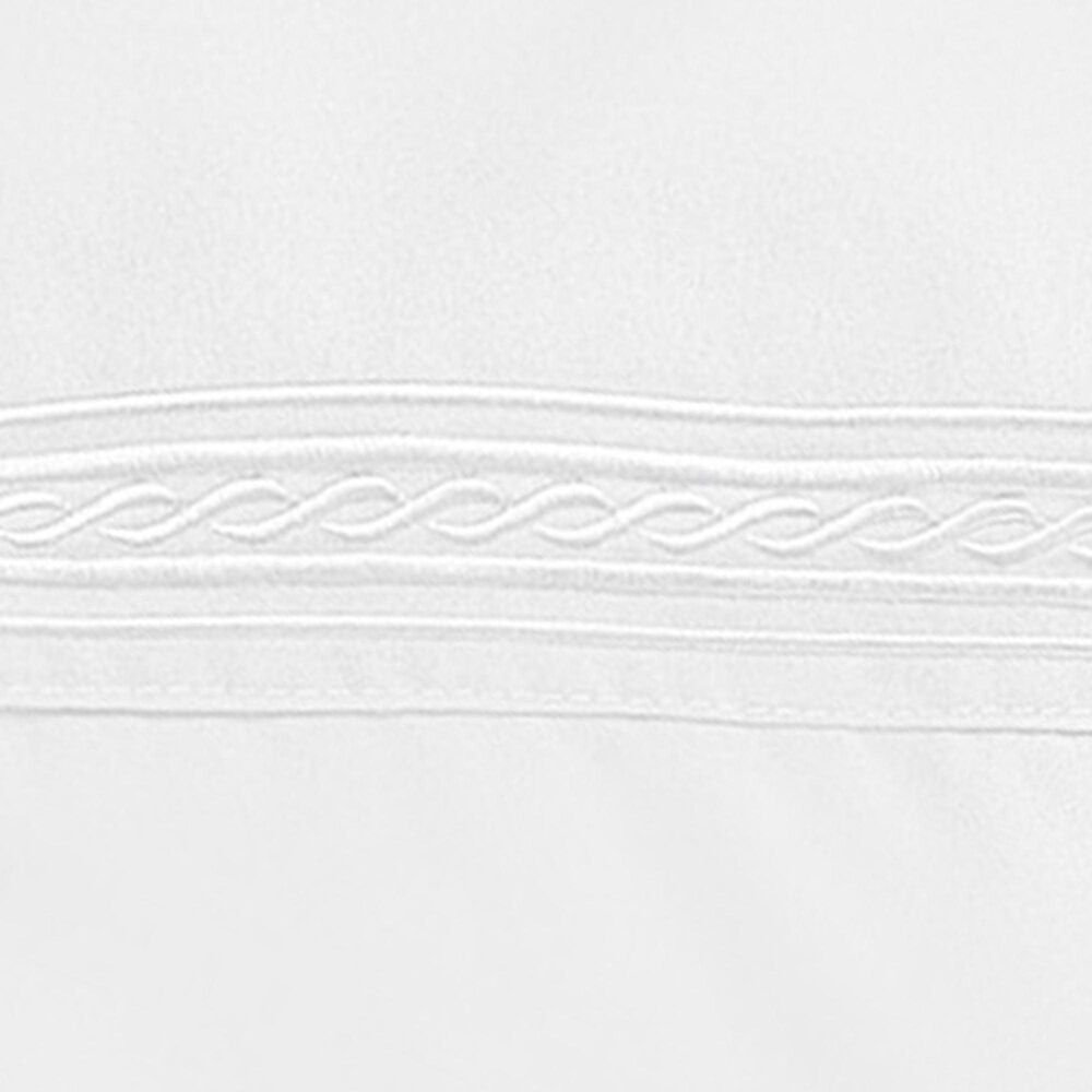 4-Piece Queen Solid Embroidered Sheet Set in White, , large