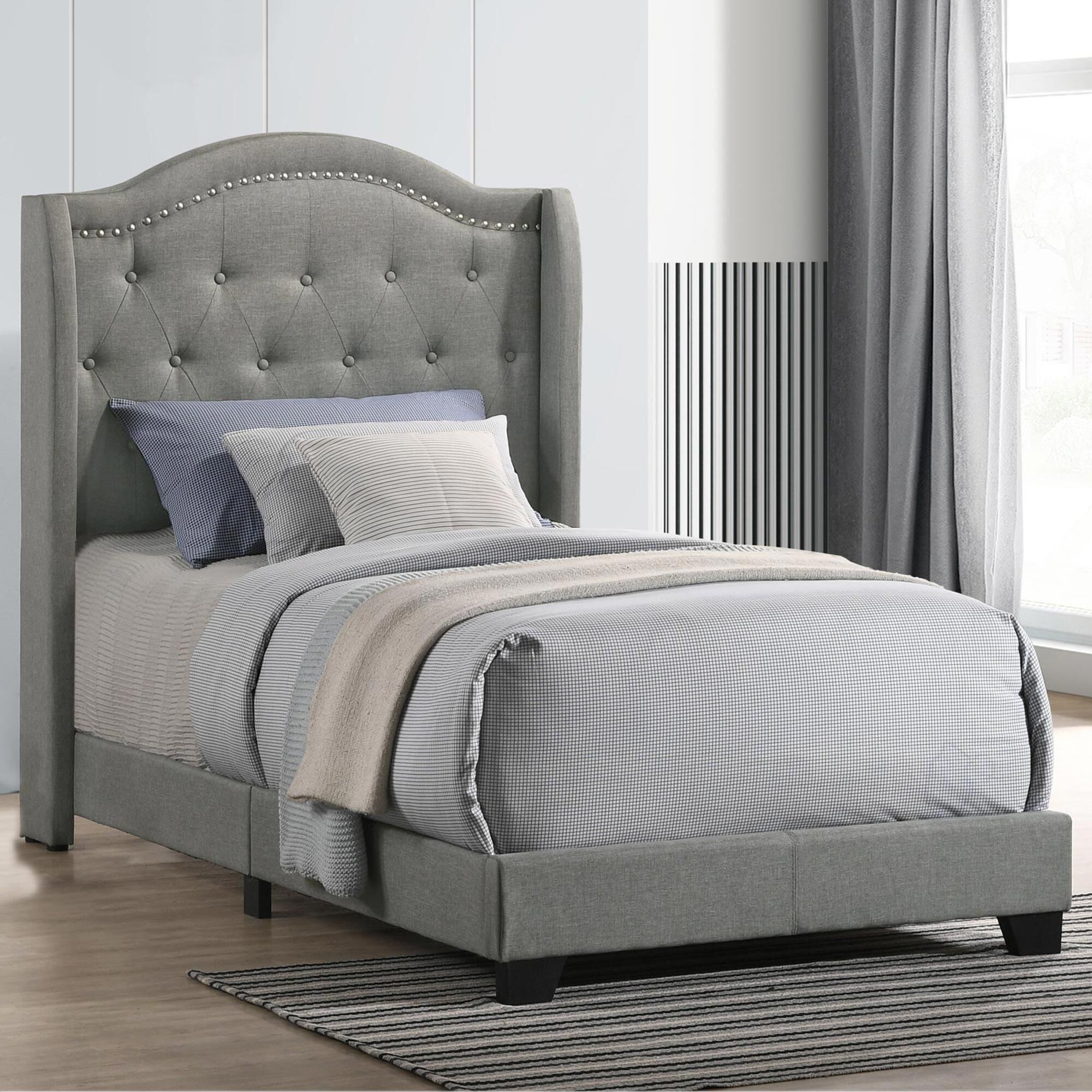Upholstered twin bed store frame