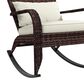 Hearth and Haven Outdoor Adirondack Rocking Chair with Dark Brown Frame in Cream White, , large