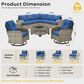 HOMLUX 9-Piece Patio Conversation Set with Illuminated Table in Navy Blue, , large