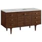 James Martin Vanities Amberly 60" Single Bathroom Vanity in Mid-Century Walnut with 3 cm Eternal Jasmine Pearl Silestone Top, Rectangular Sink and FreePower Wireless Charger, , large