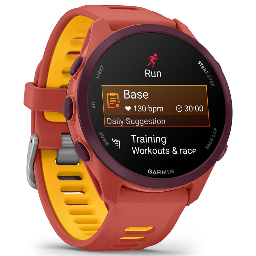 Garmin Forerunner 170 Music Smartwatch 42mm Red Pink Case with Red Pink and Mango Silicone Band, , large