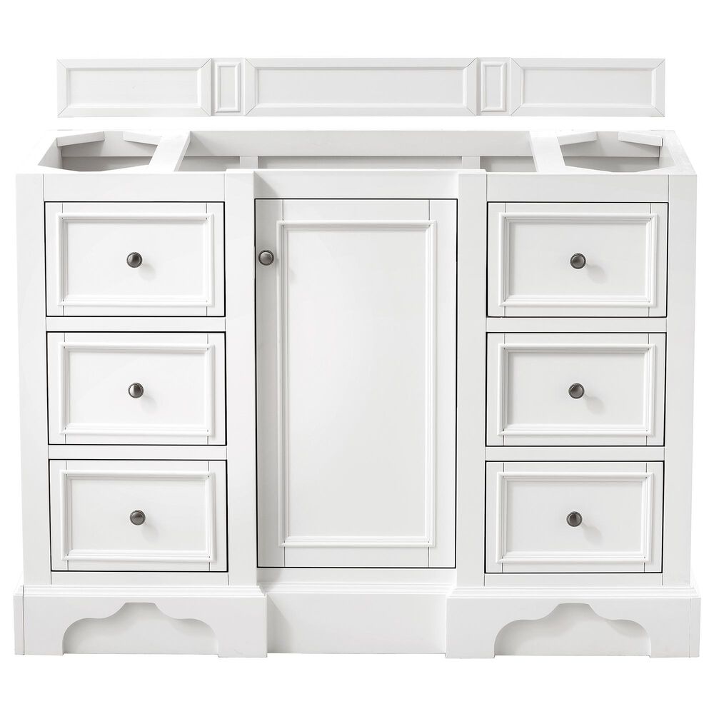 James Martin Vanities De Soto 48" Single Bathroom Vanity in Bright White with 3 cm Parisien Bleu Quartz Top and Rectangular Sink, , large