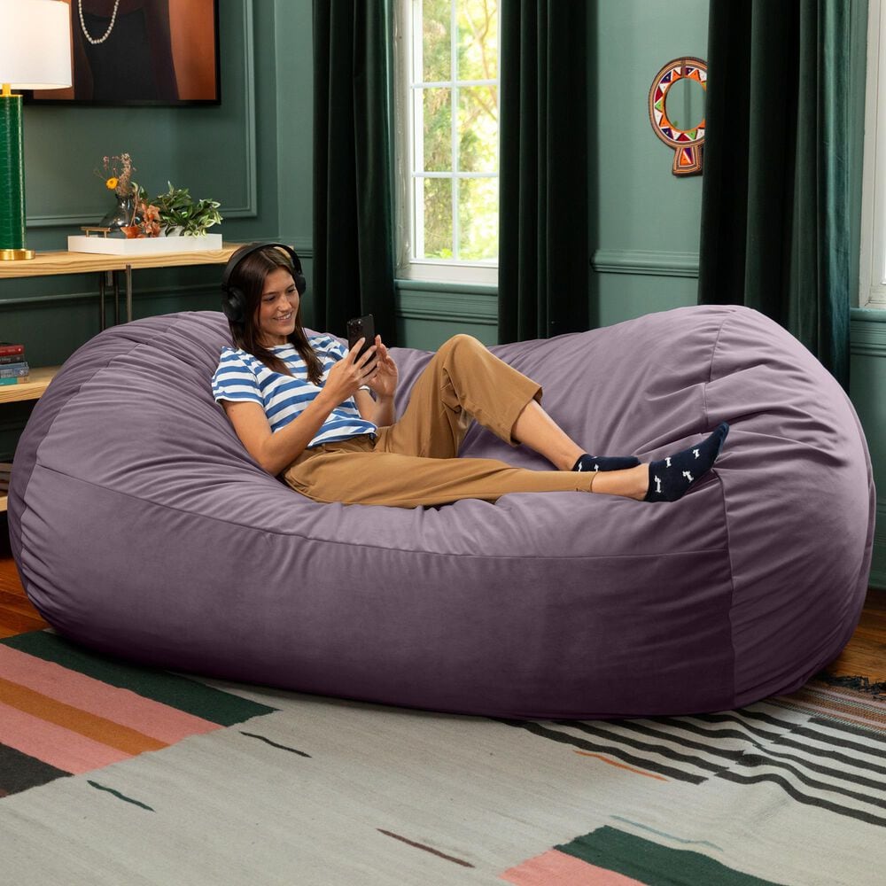 Jaxx Grand Lounger 7&#39; Bean Bag Sofa in Purple, , large